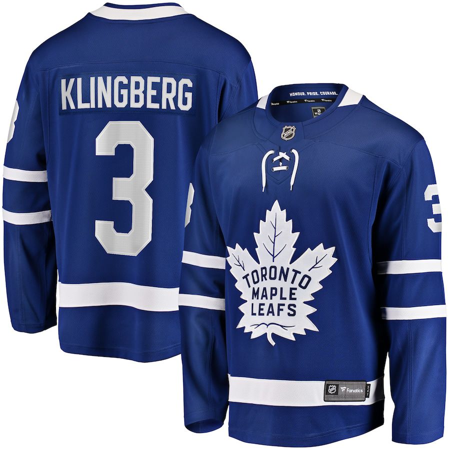 Men Toronto Maple Leafs 3 John Klingberg Fanatics Branded Blue Home Breakaway NHL Jersey